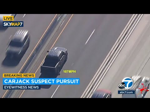 Police chasing carjacking suspect on 91 Freeway come Corona home