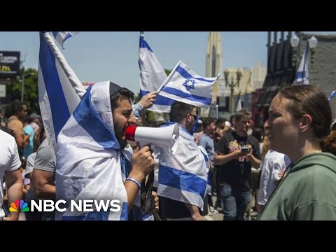 Protesters clash initiating air of West L.A. synagogue